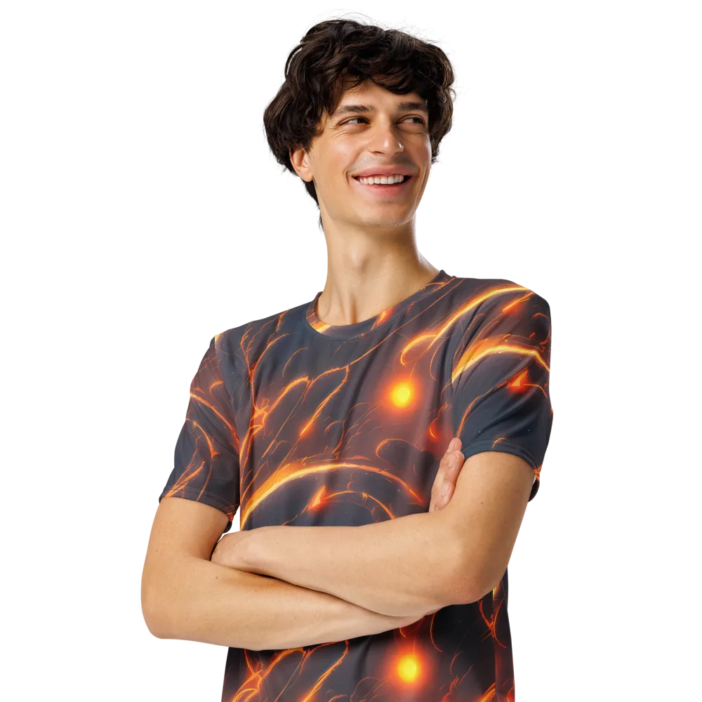 Inferno Spirals on Men's Crew Neck T-Shirt — Left Front