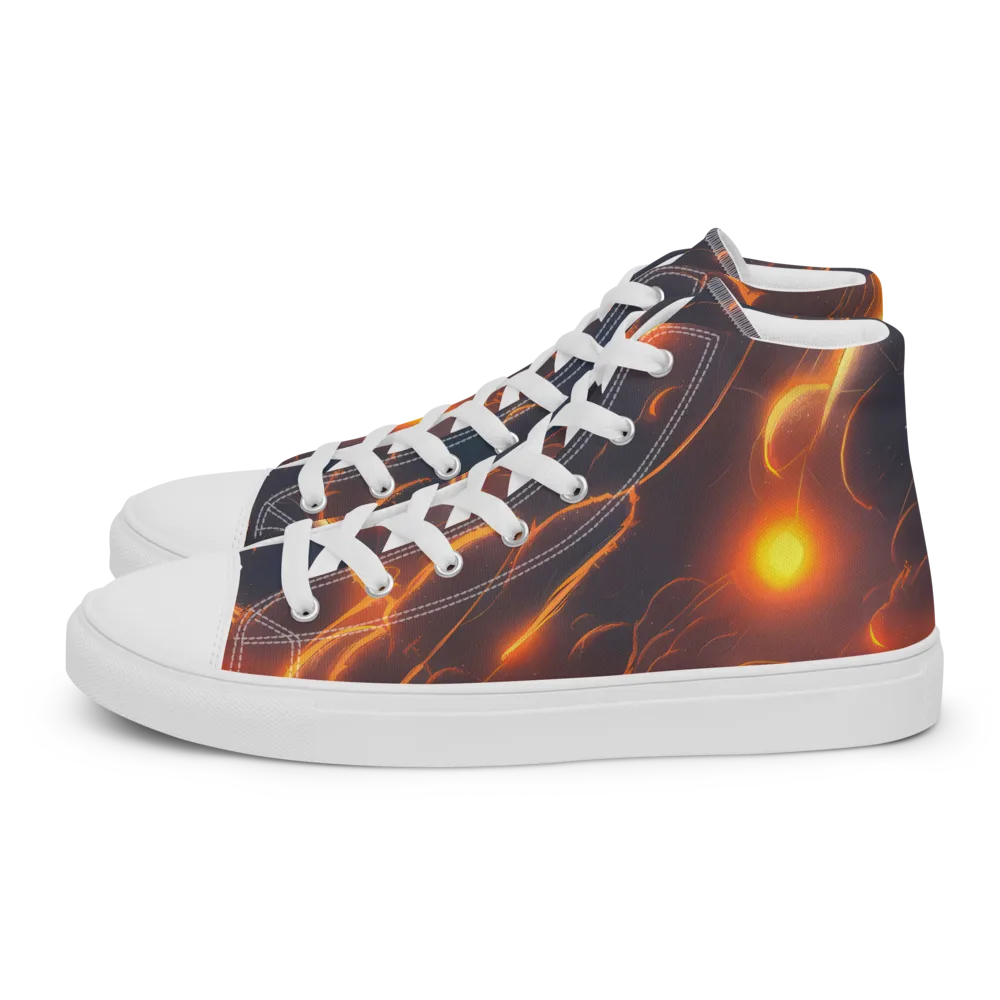 Inferno Spirals on Men's High Top Canvas Shoes — Left