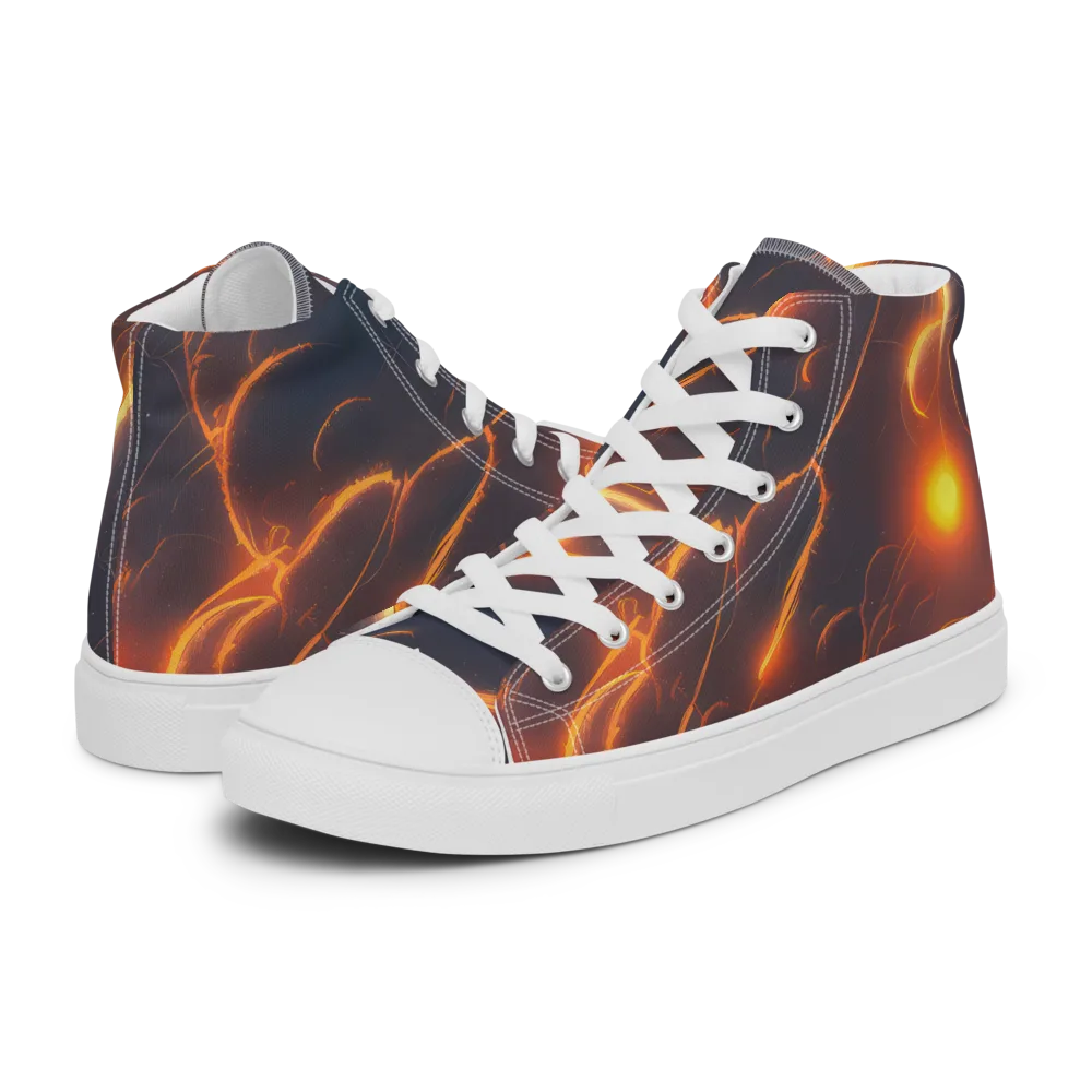 Inferno Spirals on Men's High Top Canvas Shoes — Left