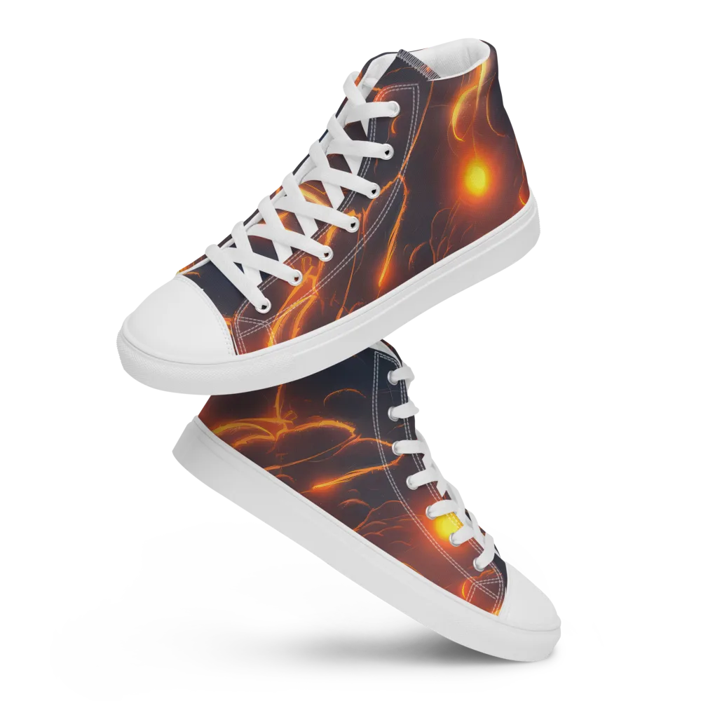 Inferno Spirals on Men's High Top Canvas Shoes — Front