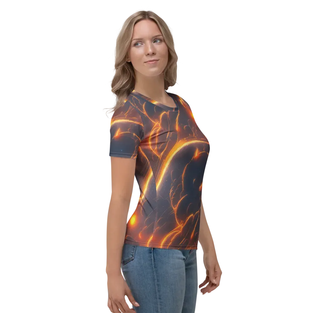 Inferno Spirals on Women's Crew Neck T-Shirt — Right
