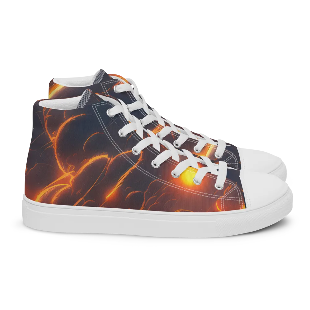 Inferno Spirals on Women's High Top Canvas Shoes — Right