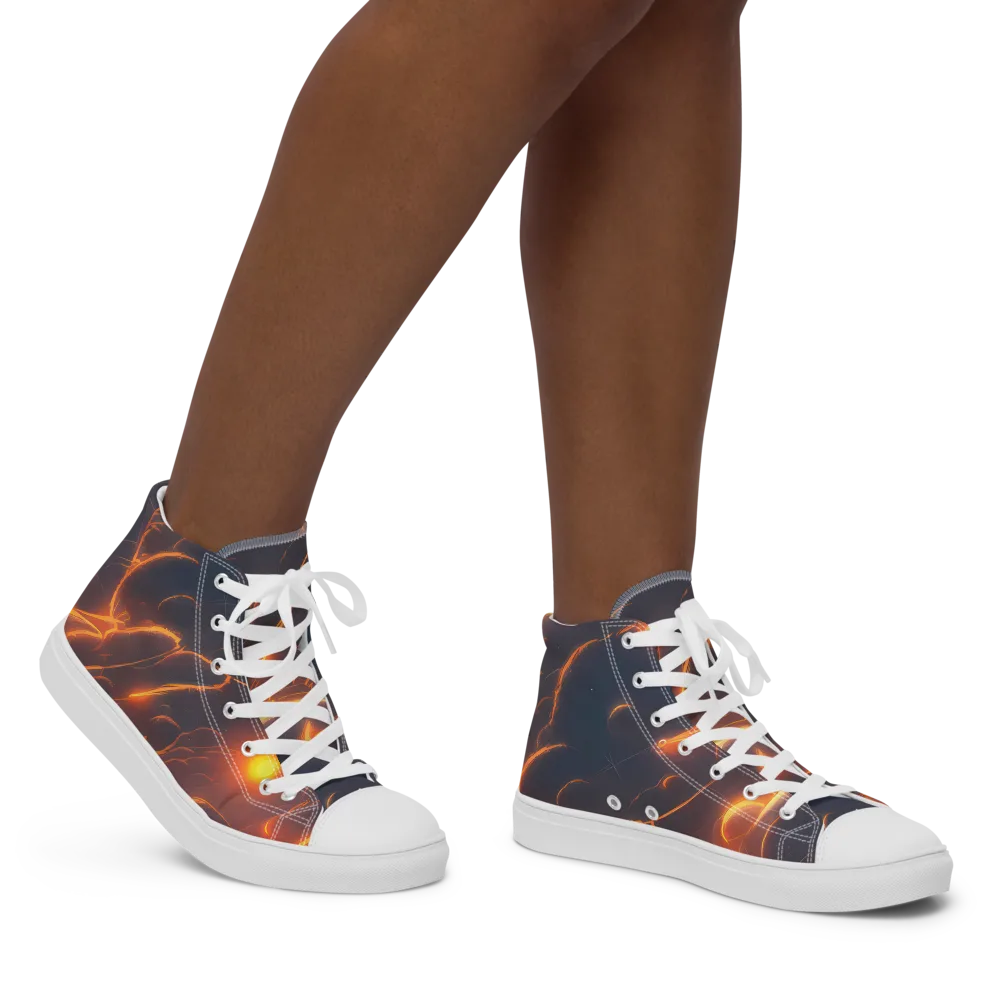 Inferno Spirals on Women's High Top Canvas Shoes — Right