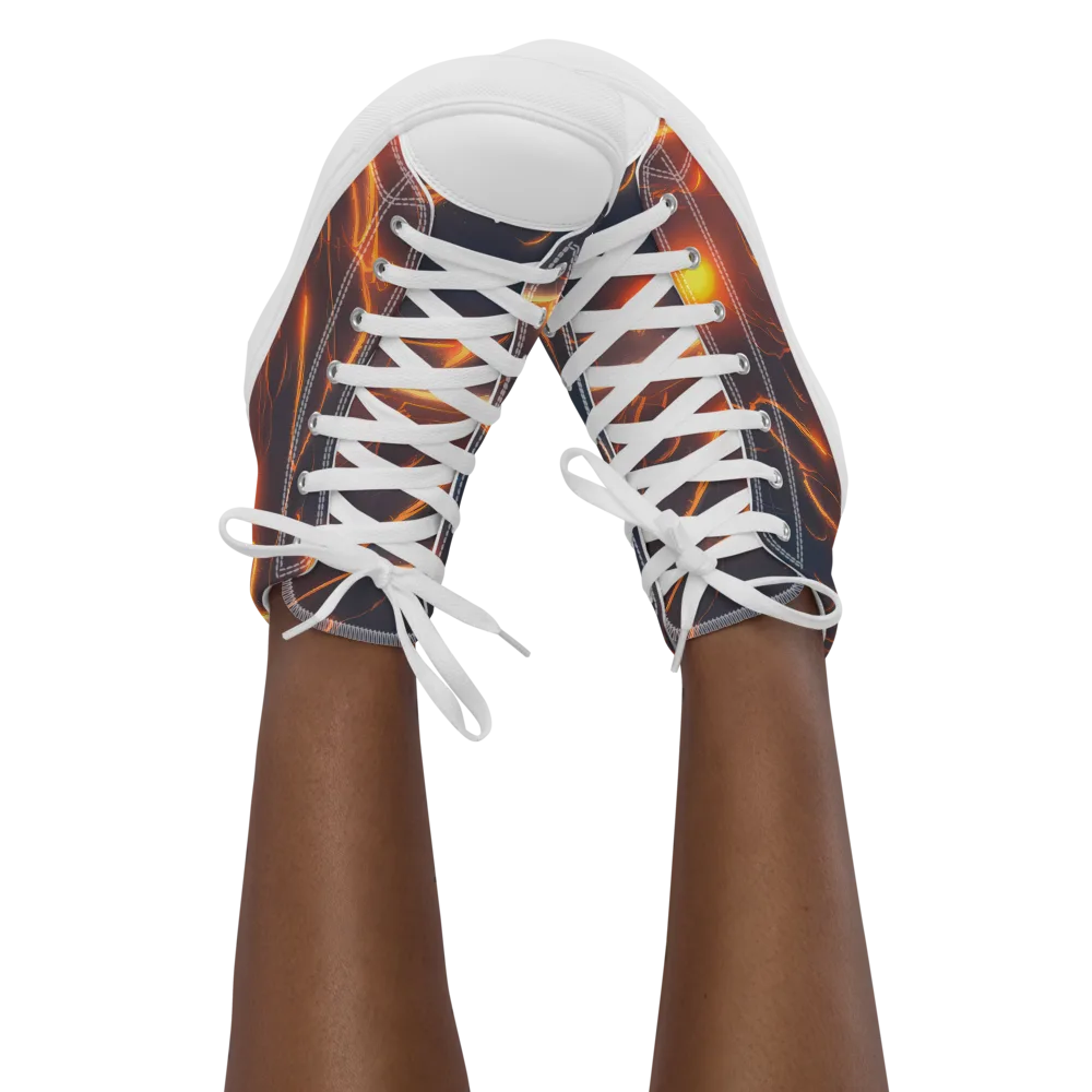 Inferno Spirals on Women's High Top Canvas Shoes — Front