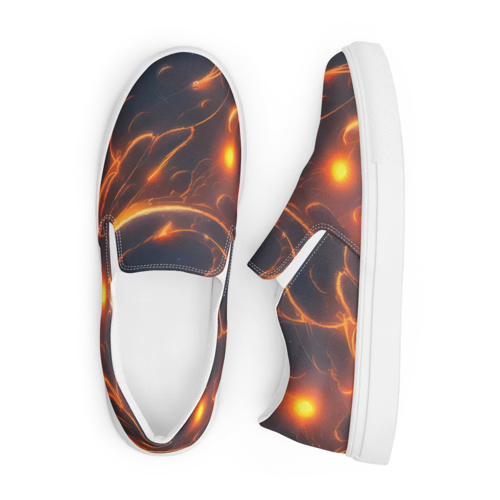 Inferno Spirals on Men's Slip-On Canvas Shoes — Front
