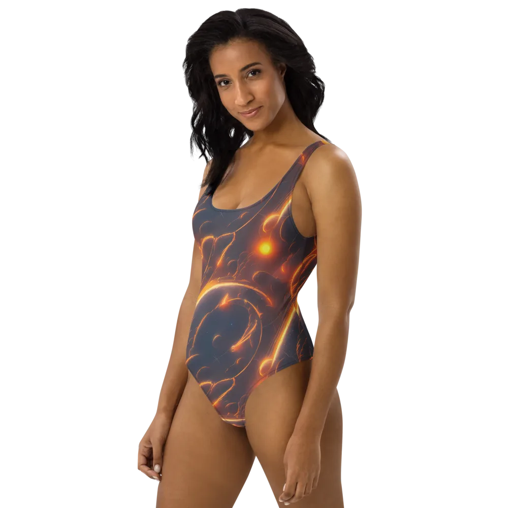 Inferno Spirals on One-Piece Swimsuit — Left
