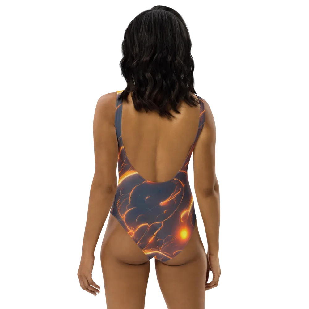Inferno Spirals on One-Piece Swimsuit — Back