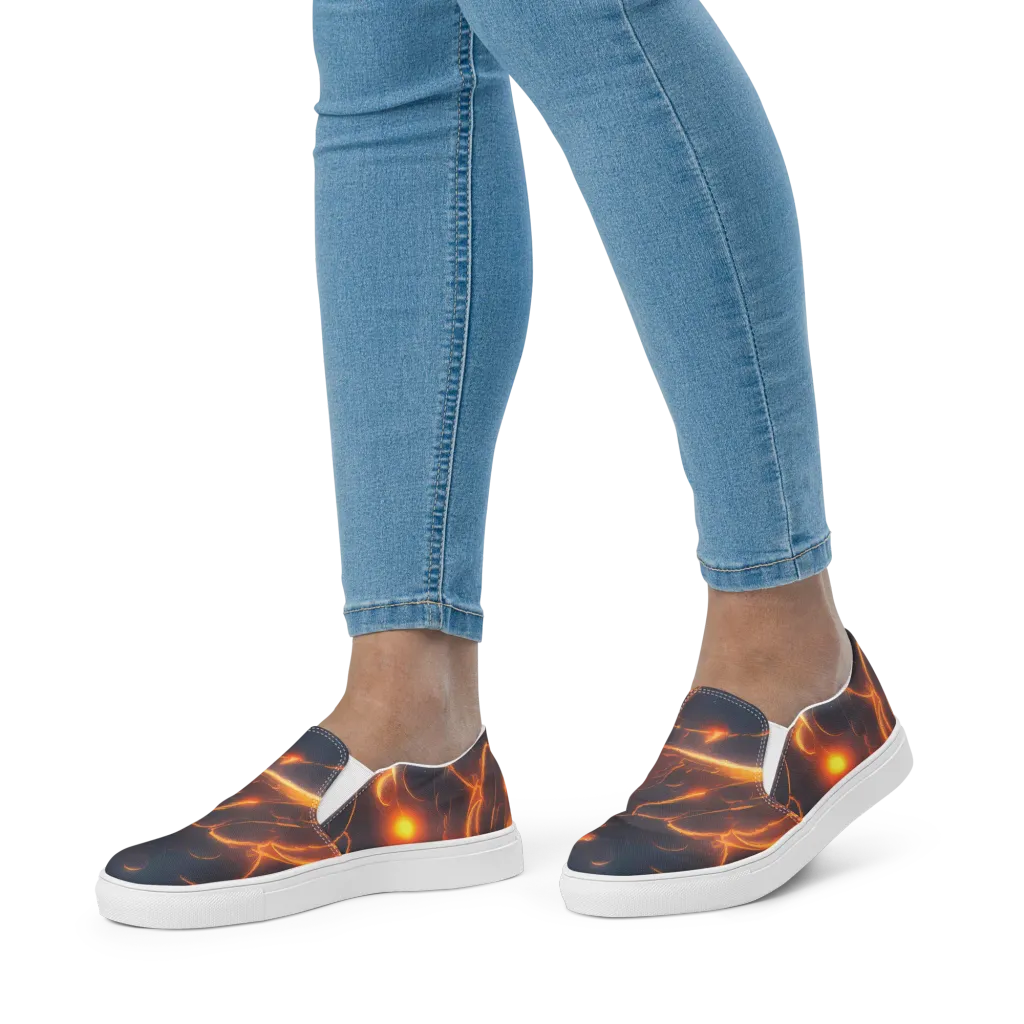 Inferno Spirals on Women's Slip-On Canvas Shoes — Front