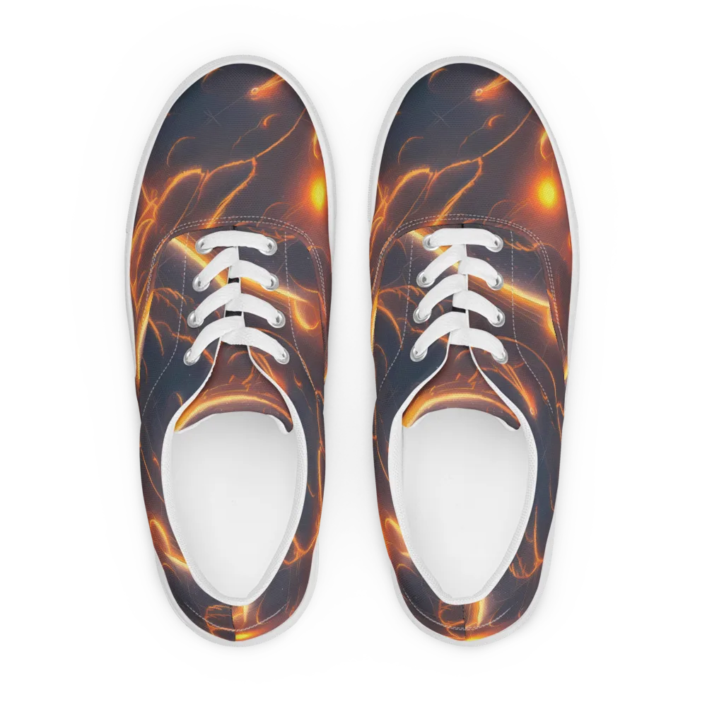 Inferno Spirals on Men's Lace-Up Canvas Shoes — Front