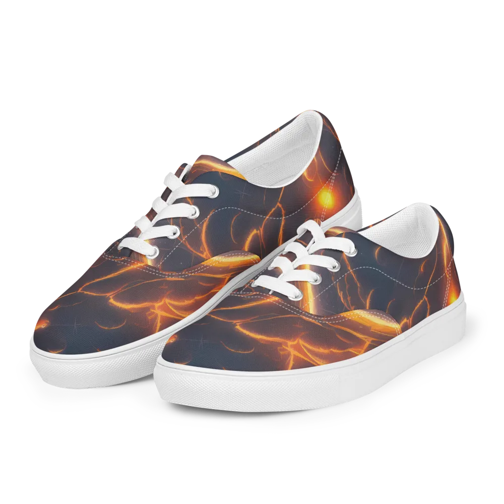Inferno Spirals on Men's Lace-Up Canvas Shoes — Left Front
