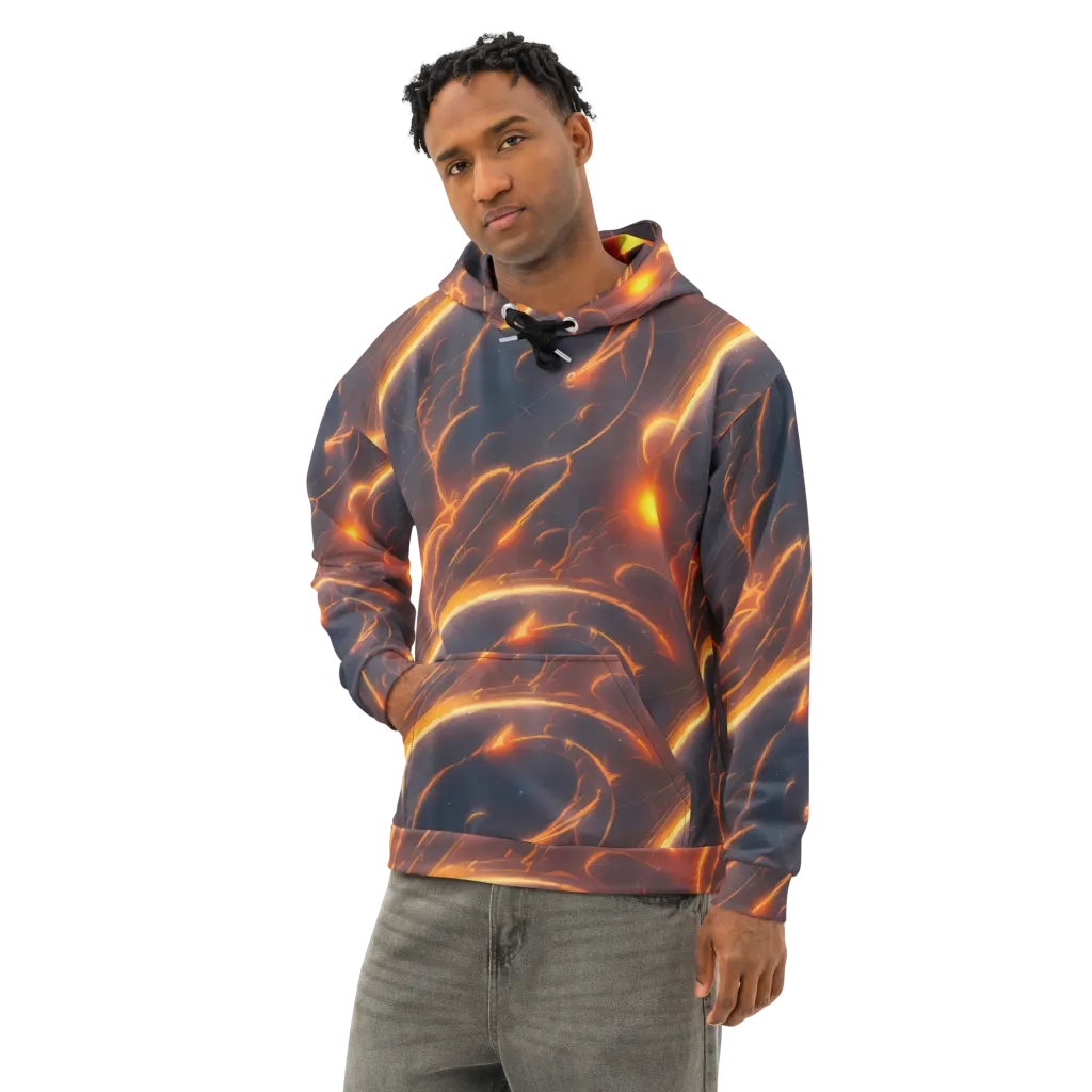 Inferno Spirals on Cotton Hoodie — Left Front