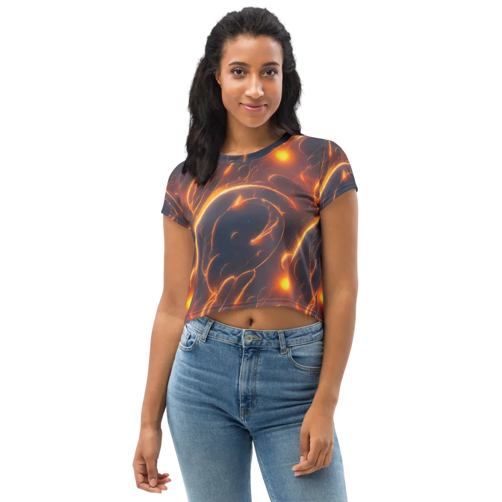 Inferno Spirals on Crop Tee — Front