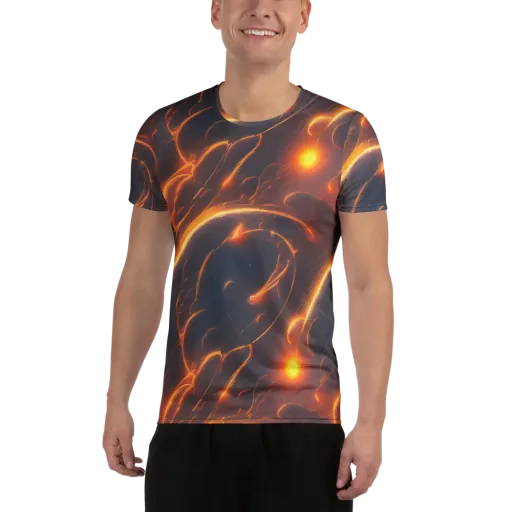 Inferno Spirals on a Men's Athletic T-Shirt