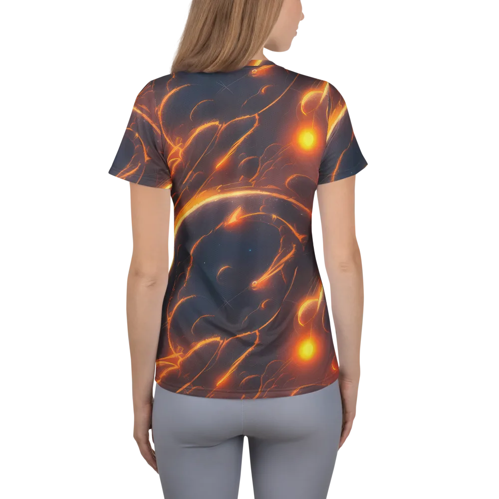 Inferno Spirals on Women's Athletic T-Shirt — Back