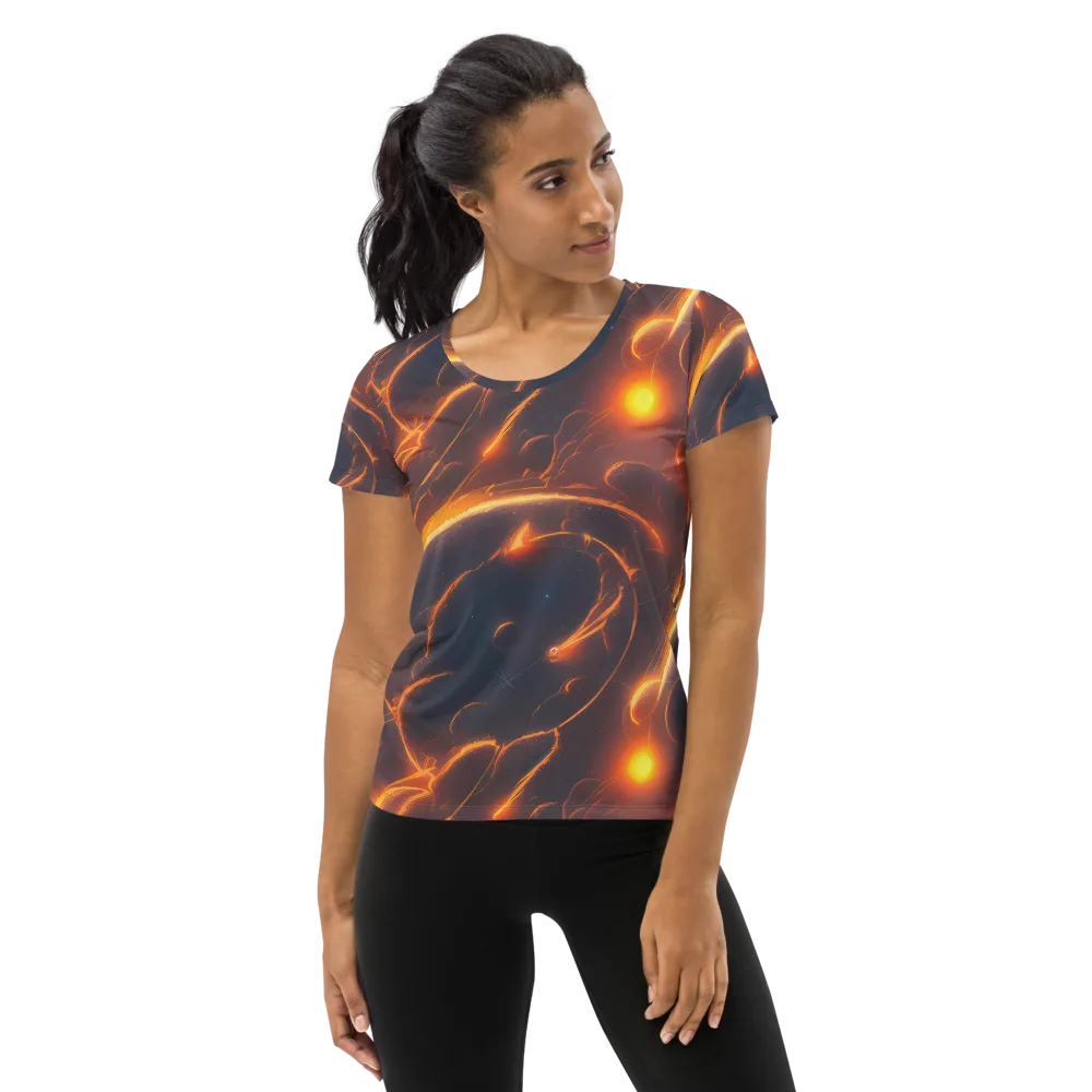 Inferno Spirals on Women's Athletic T-Shirt — Front