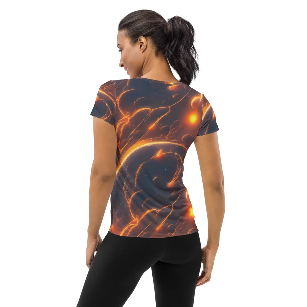Inferno Spirals on Women's Athletic T-Shirt — Back