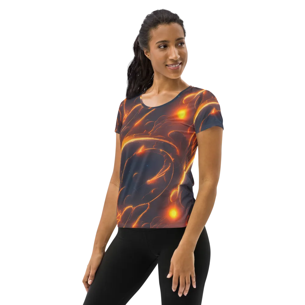 Inferno Spirals on Women's Athletic T-Shirt — Left