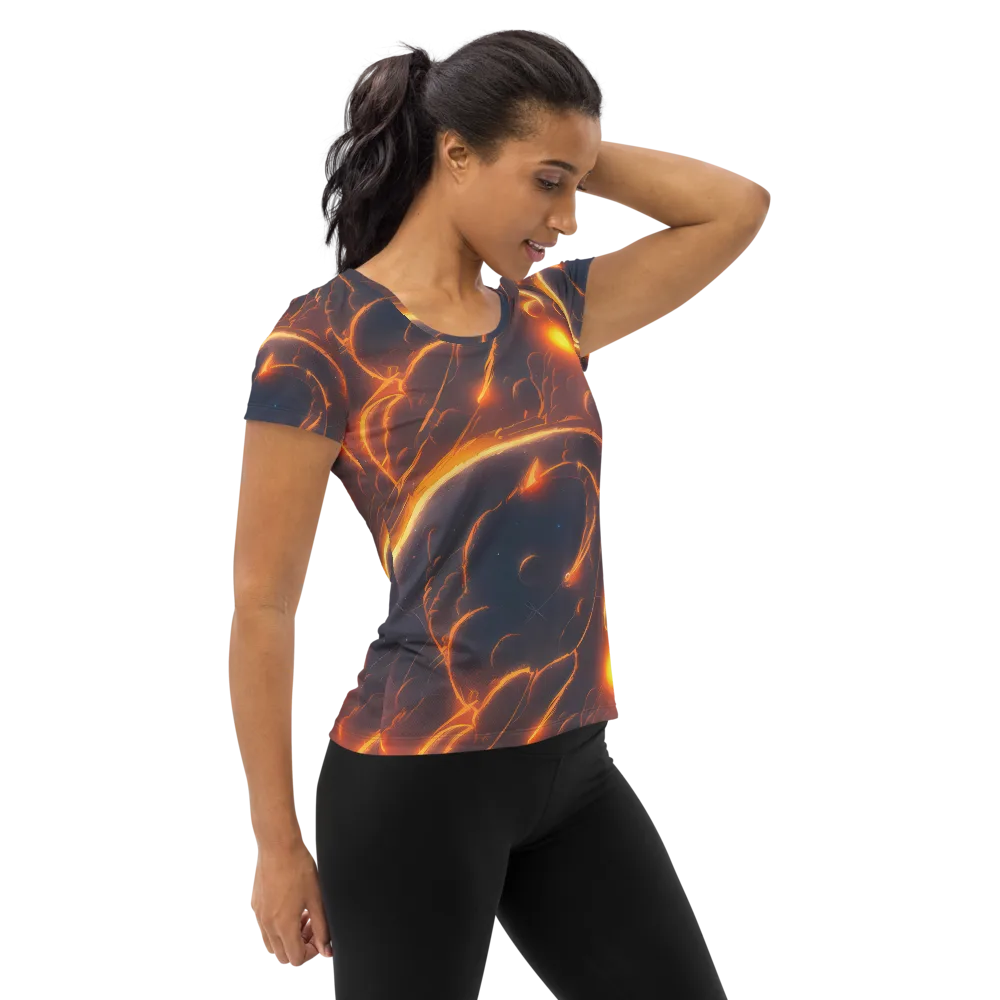 Inferno Spirals on Women's Athletic T-Shirt — Right