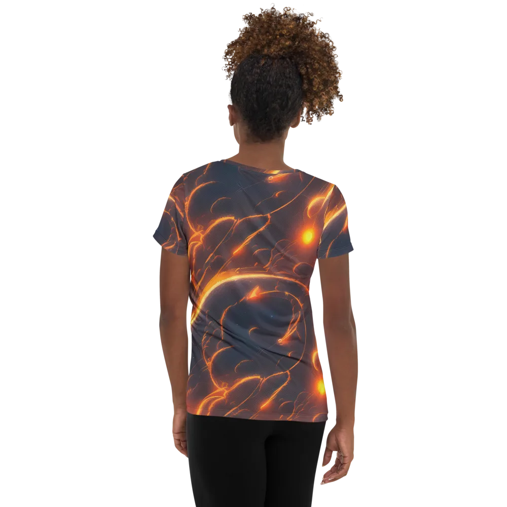 Inferno Spirals on Women's Athletic T-Shirt — Back