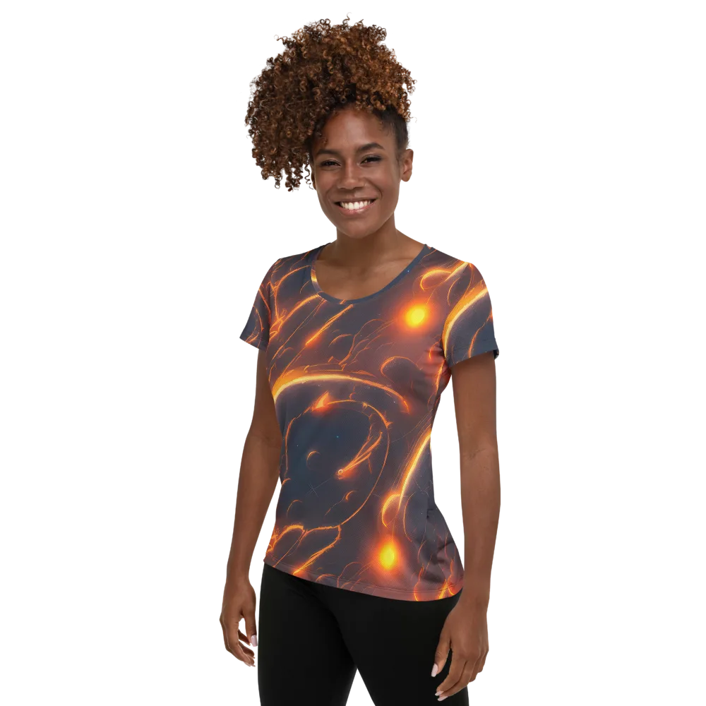 Inferno Spirals on Women's Athletic T-Shirt — Left