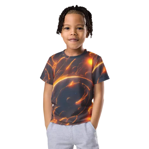 Inferno Spirals on a Kids Crew Neck T-Shirt