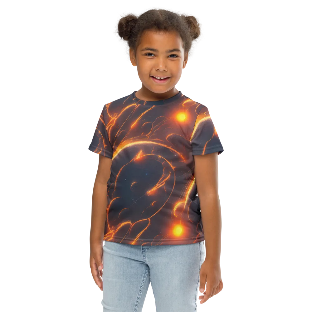 Inferno Spirals on Kids Crew Neck T-Shirt — Front