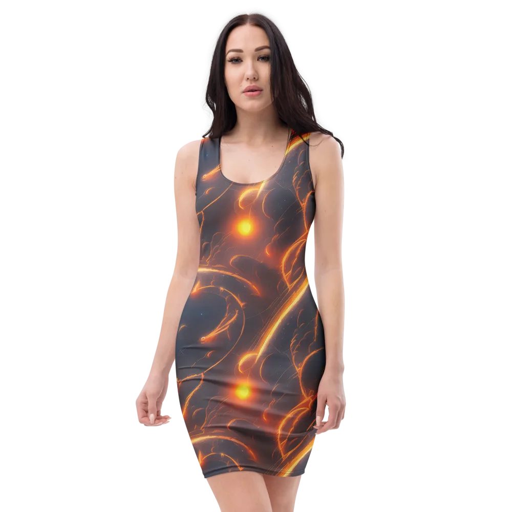 Inferno Spirals on Bodycon Dress — Front