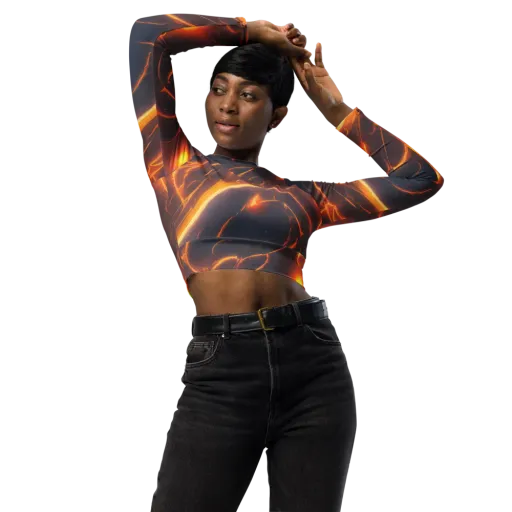 Inferno Spirals on a Long Sleeve Crop Top