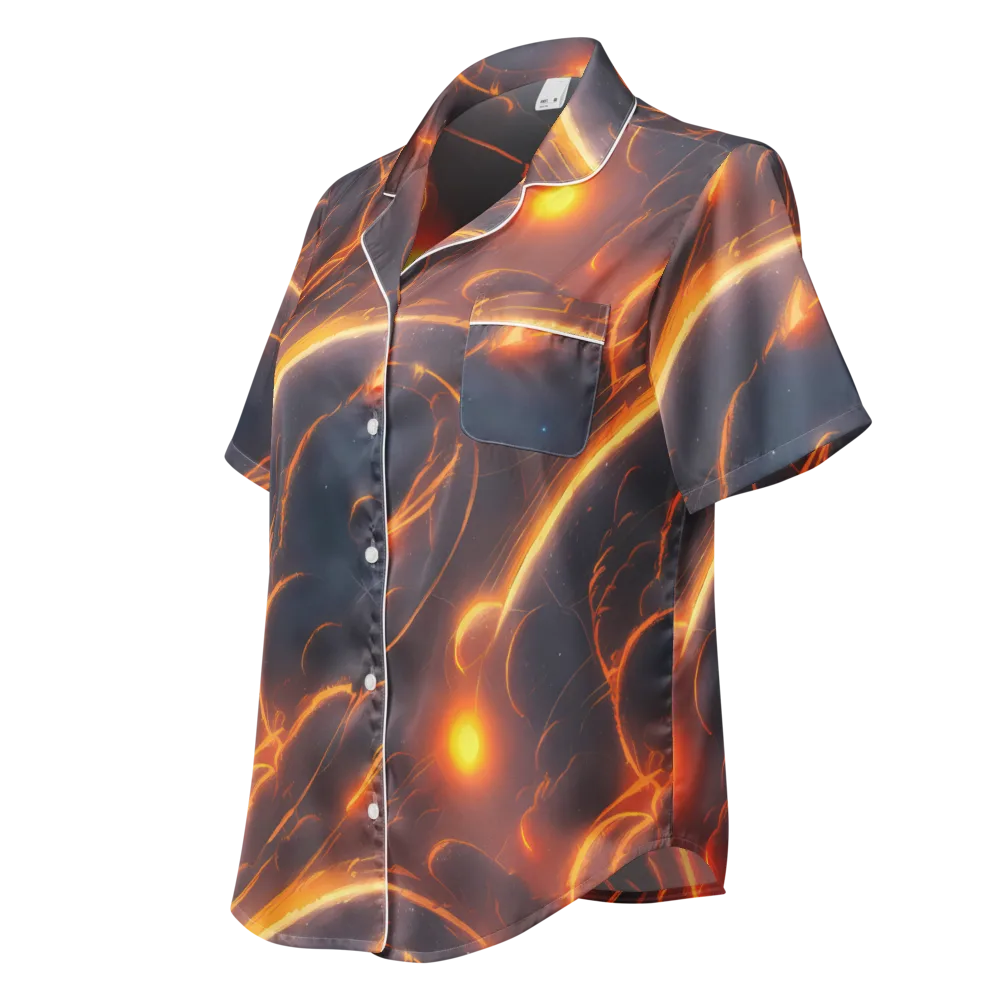 Inferno Spirals on Women's Short Sleeve Pajama Top — Left Front