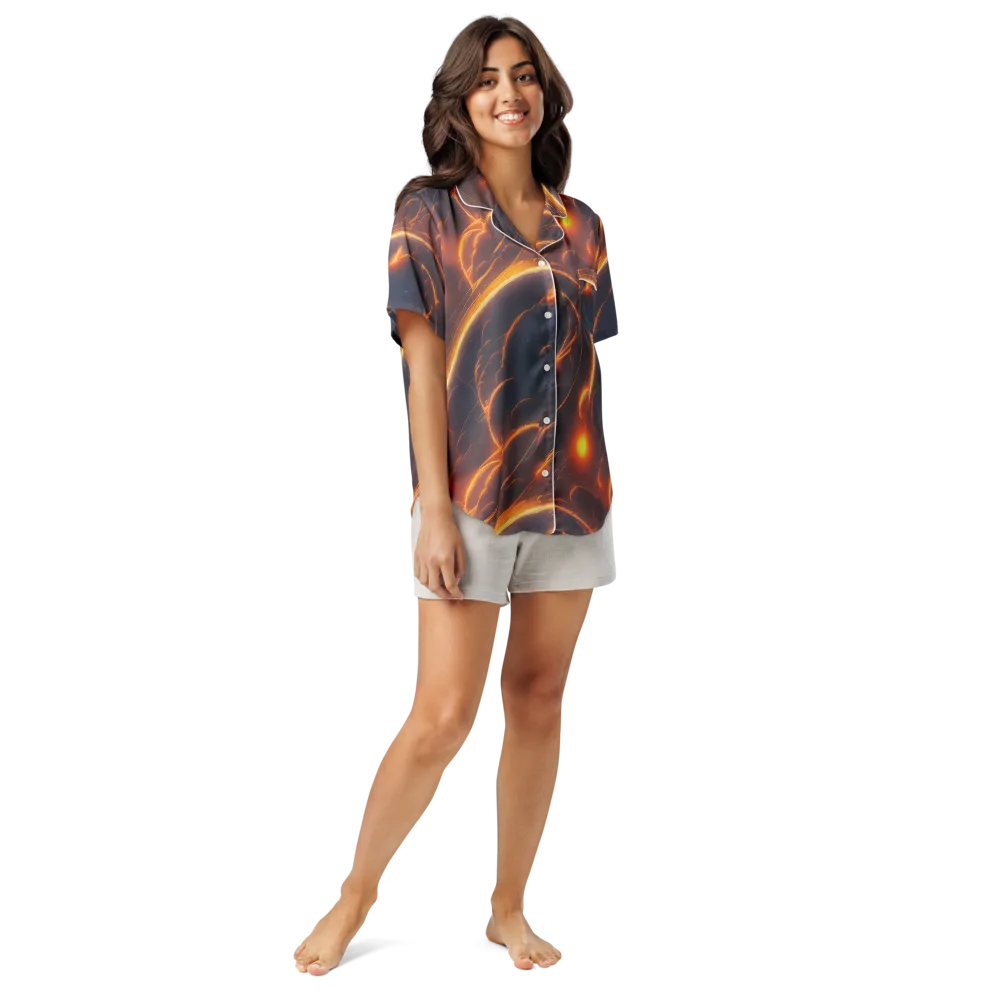 Inferno Spirals on Women's Short Sleeve Pajama Top — Front