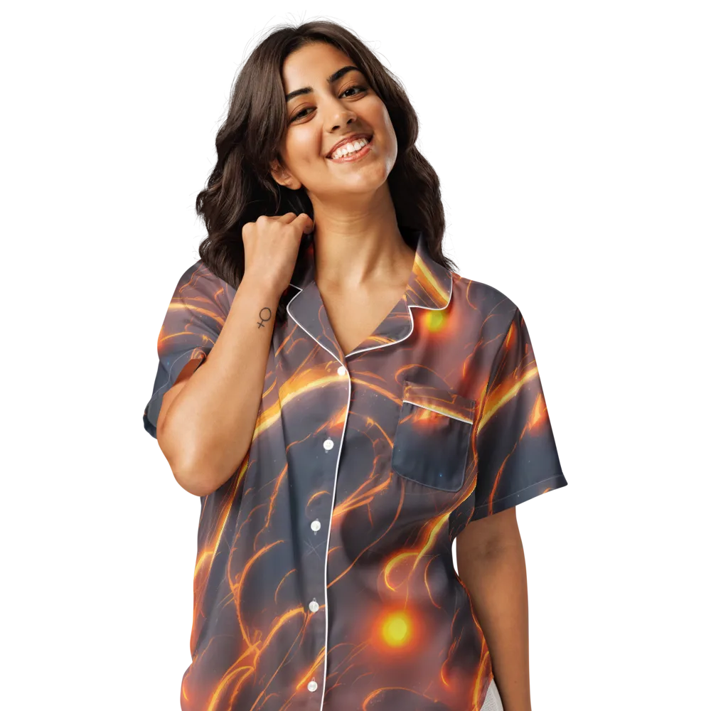 Inferno Spirals on Women's Short Sleeve Pajama Top — Front