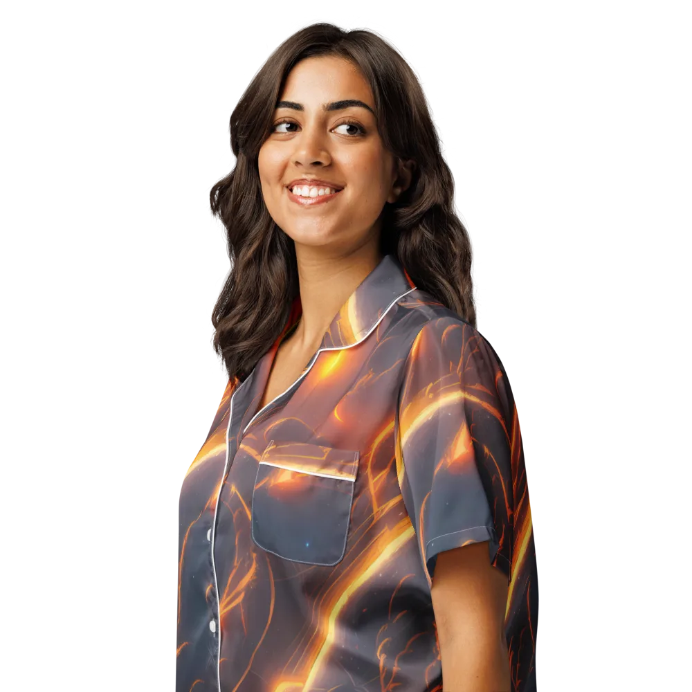 Inferno Spirals on Women's Short Sleeve Pajama Top — Left Front