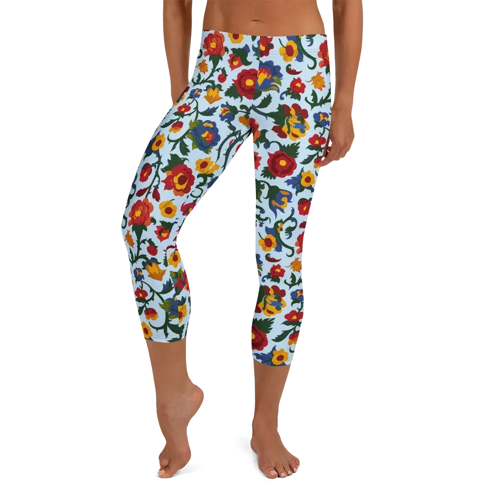 Brocade Bloom on Capri Leggings — Front
