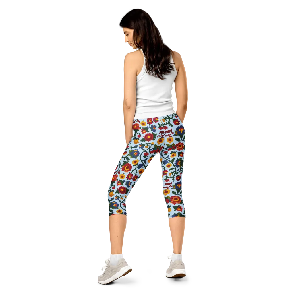 Brocade Bloom on Capri Leggings — Back