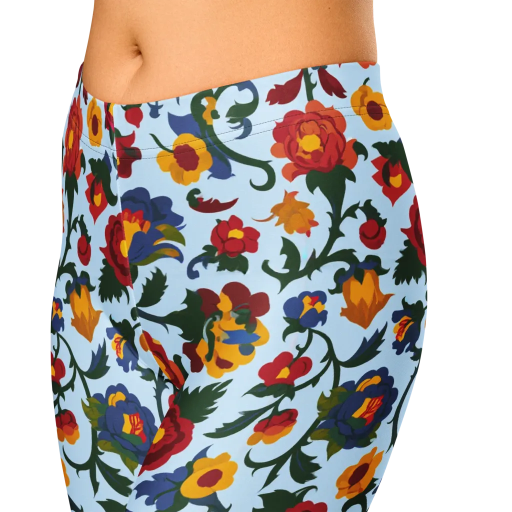 Brocade Bloom on Capri Leggings — Zoomed-in