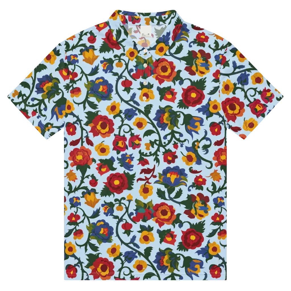 Brocade Bloom on Men's Slim Fit Polo Shirt — Front