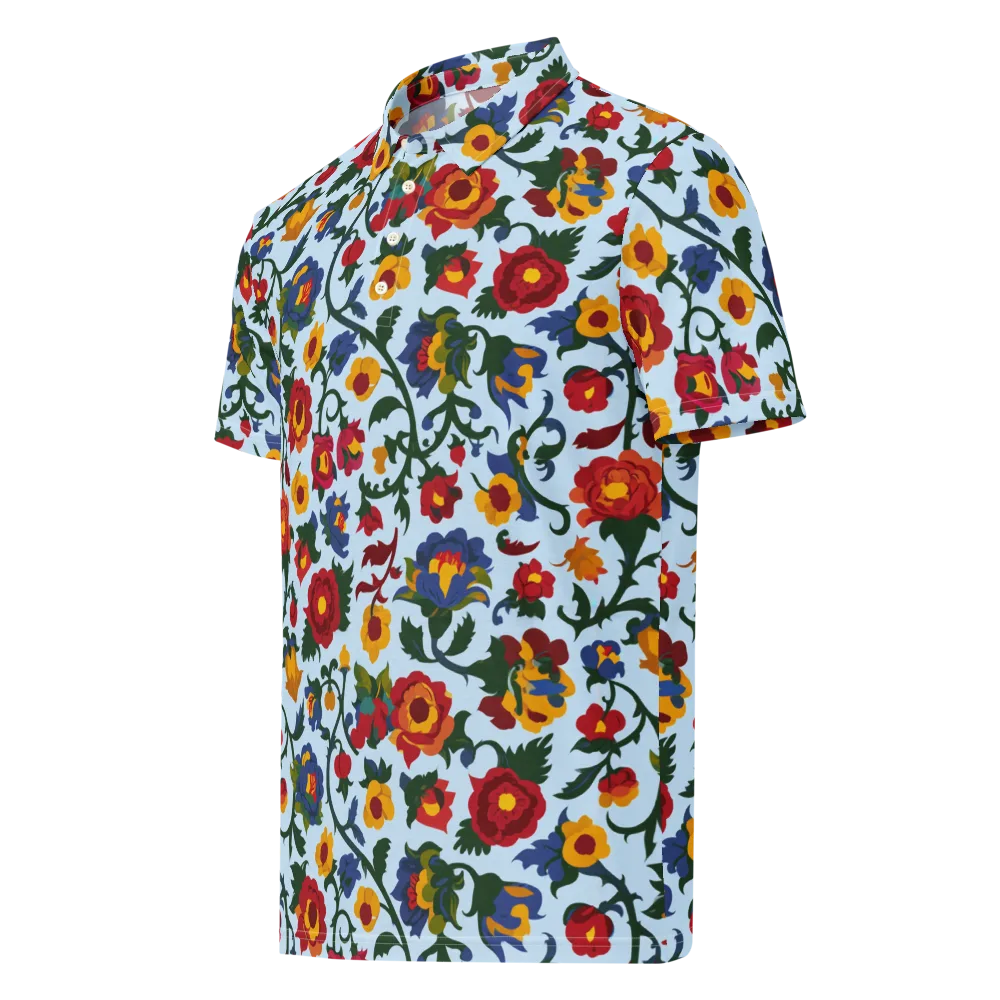 Brocade Bloom on Men's Slim Fit Polo Shirt — Left Front