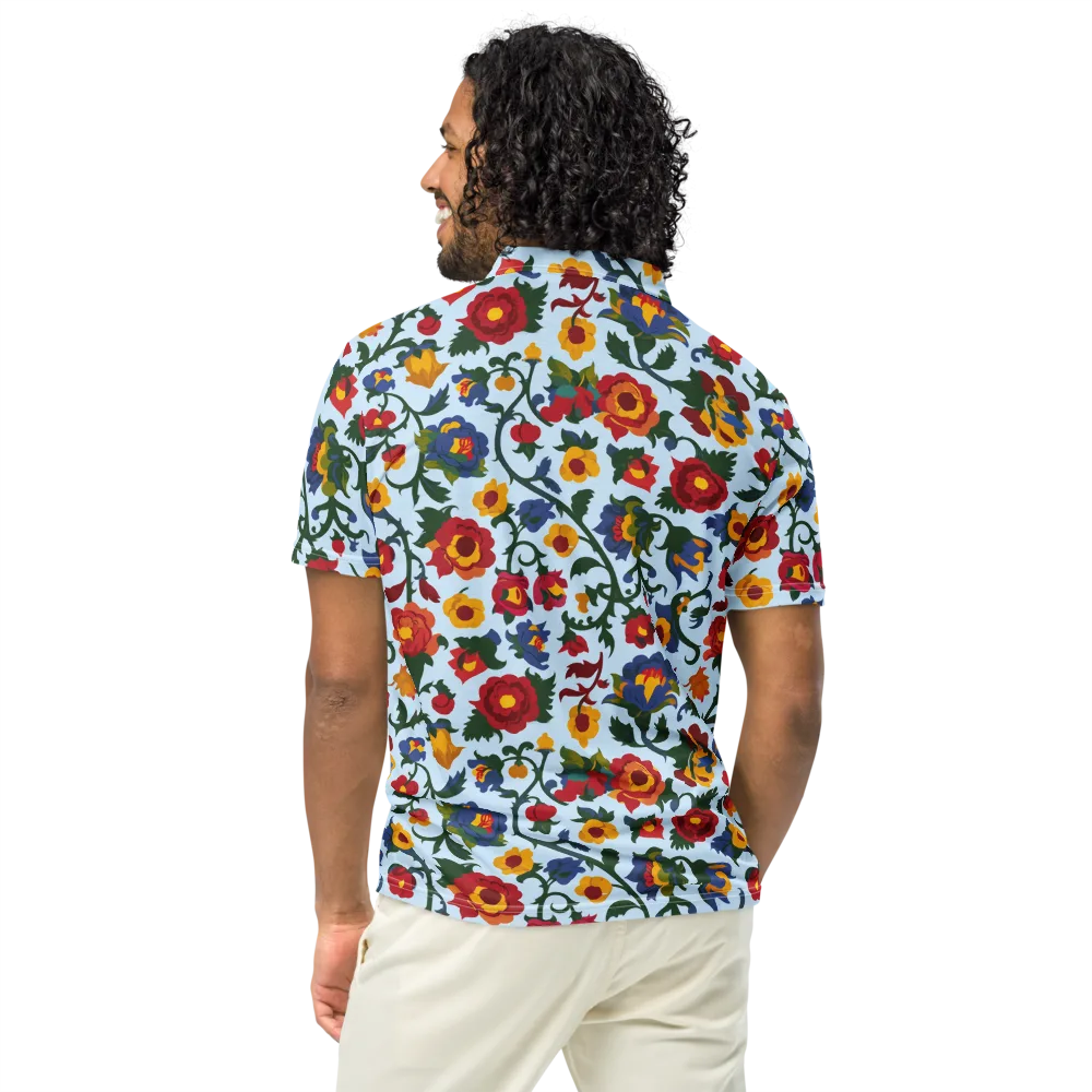 Brocade Bloom on Men's Slim Fit Polo Shirt — Back