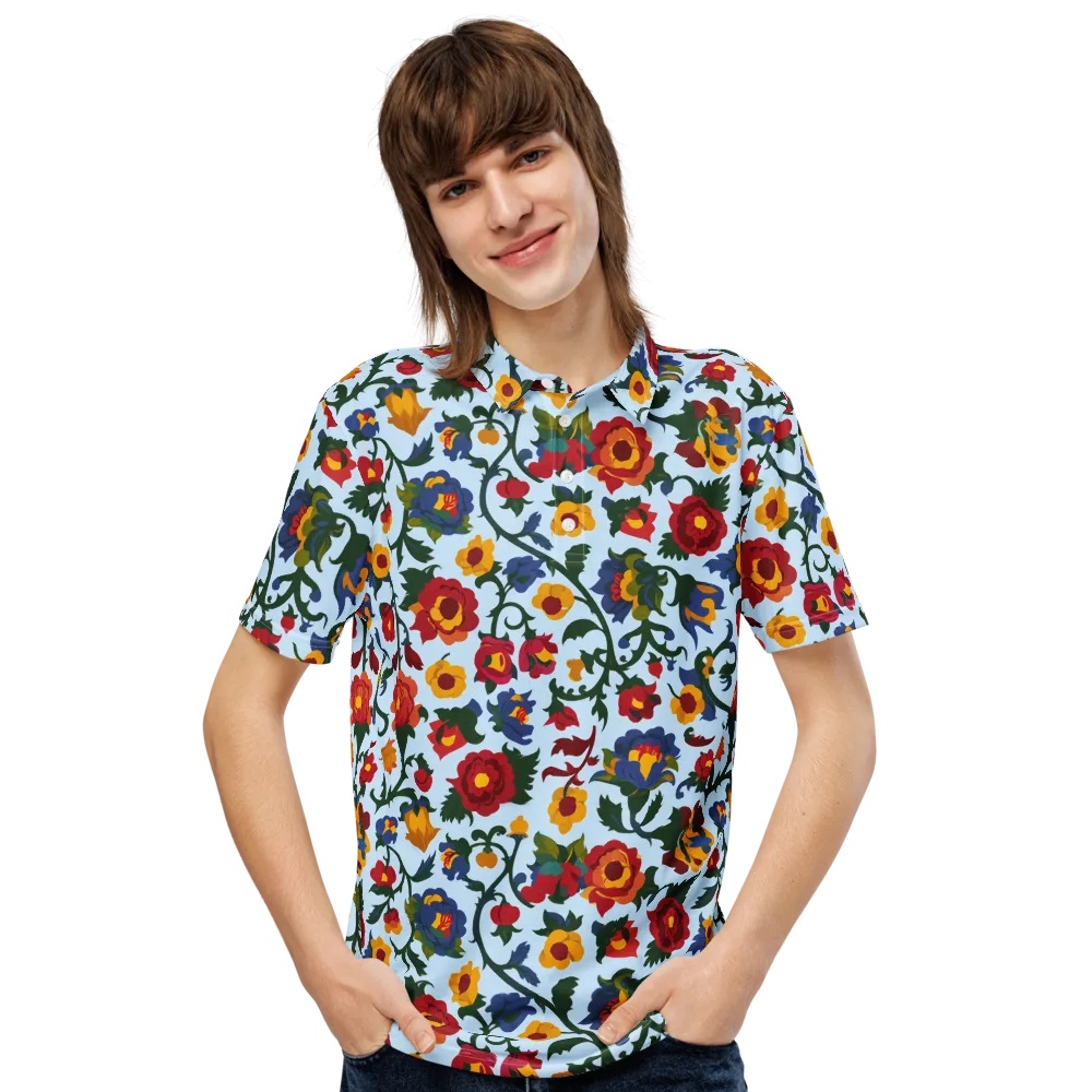 Brocade Bloom on Men's Slim Fit Polo Shirt — Front