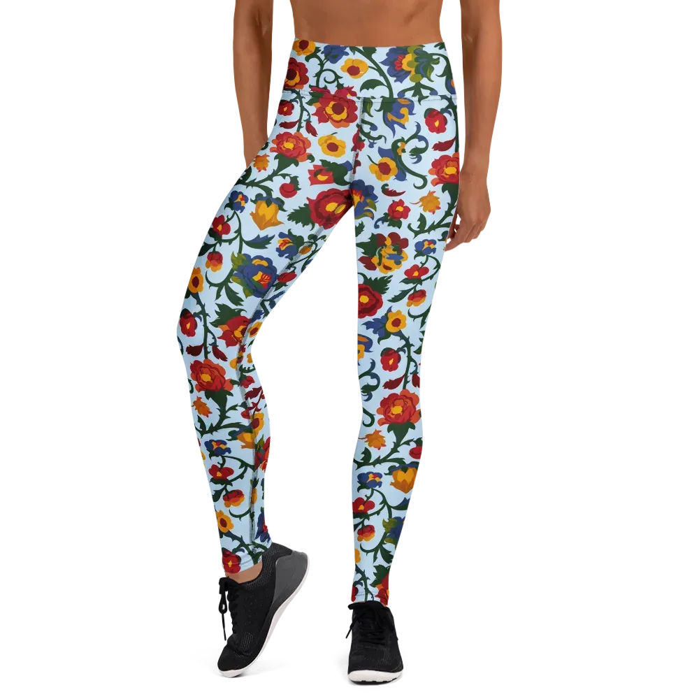Brocade Bloom on Yoga Leggings — Front