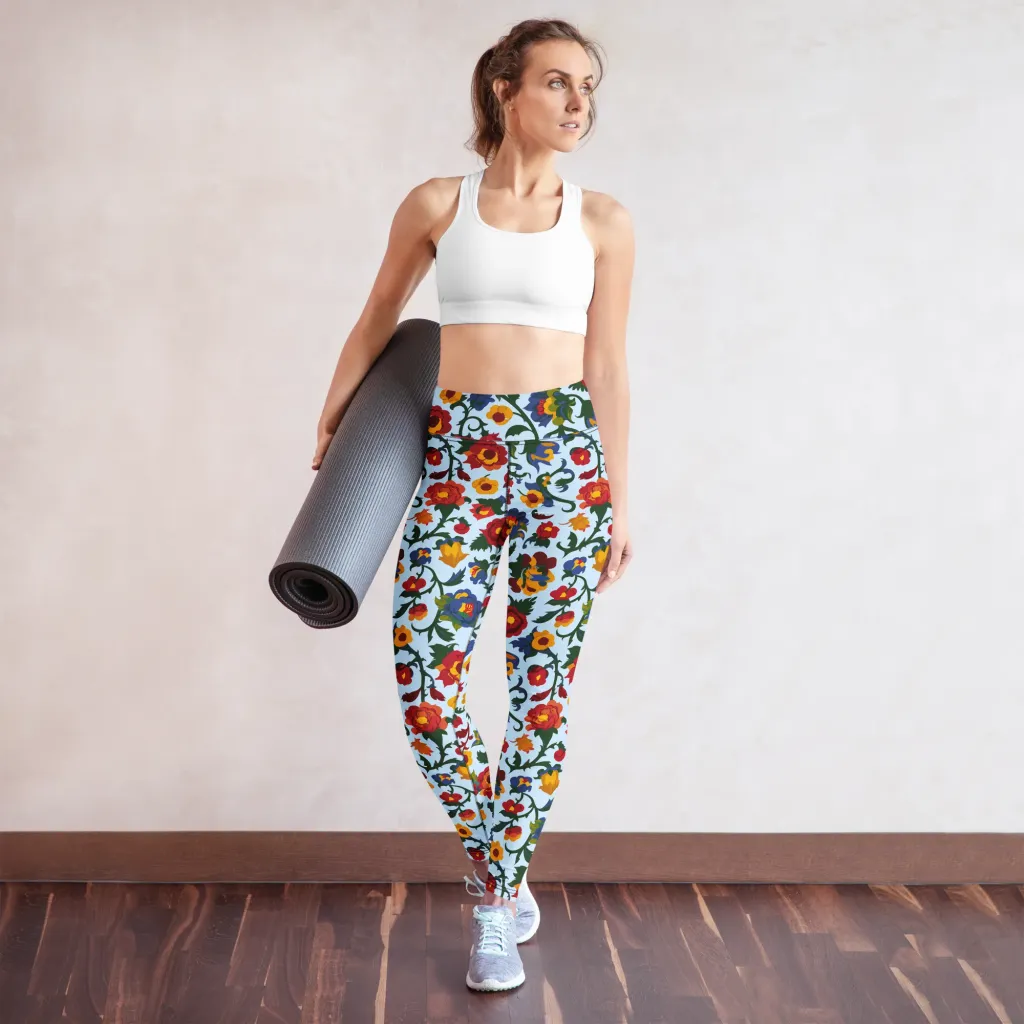 Brocade Bloom on Yoga Leggings — Front