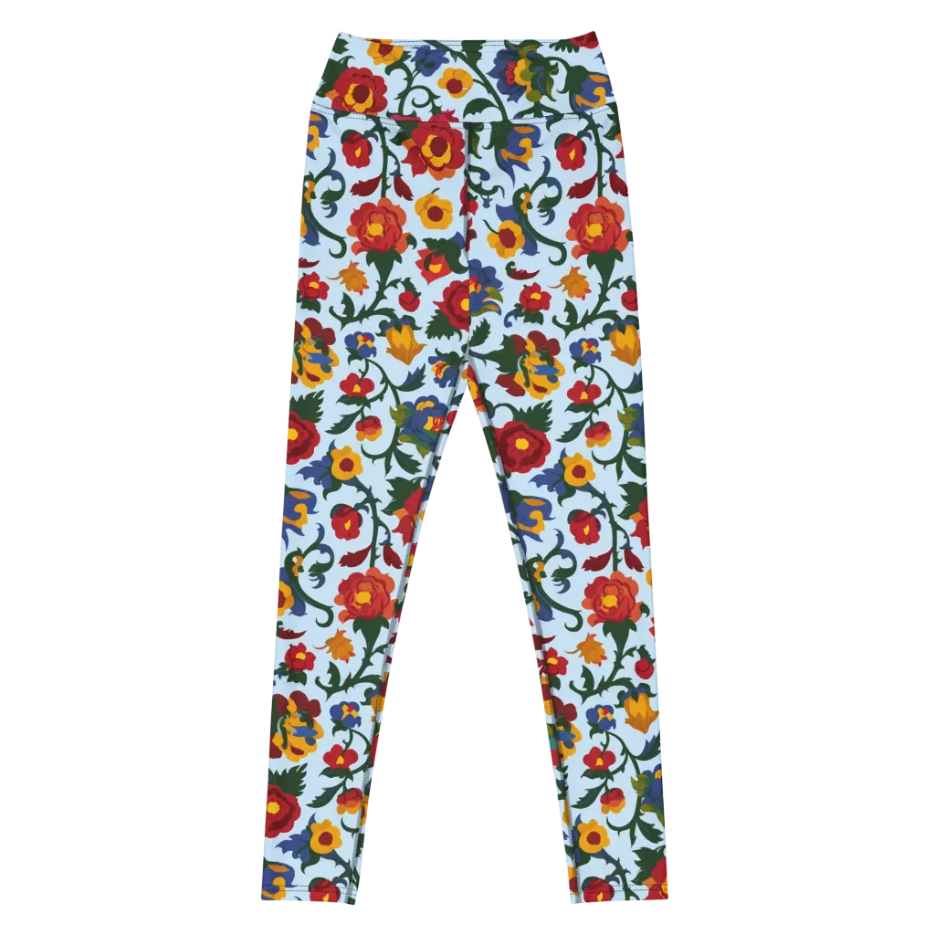 Brocade Bloom on Yoga Leggings — Front