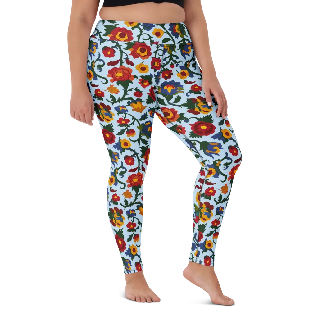 Brocade Bloom on Yoga Leggings — Front