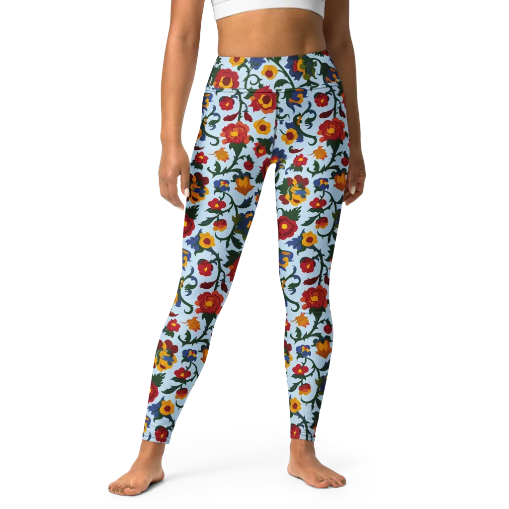 Brocade Bloom on Yoga Leggings — Front
