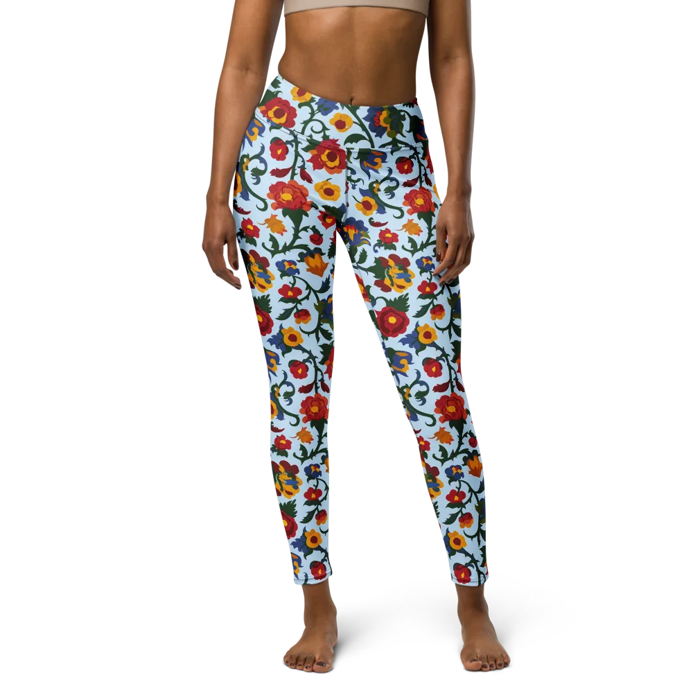 Brocade Bloom on Yoga Leggings — Front
