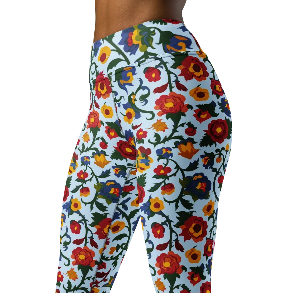 Brocade Bloom on Yoga Leggings — Left Front