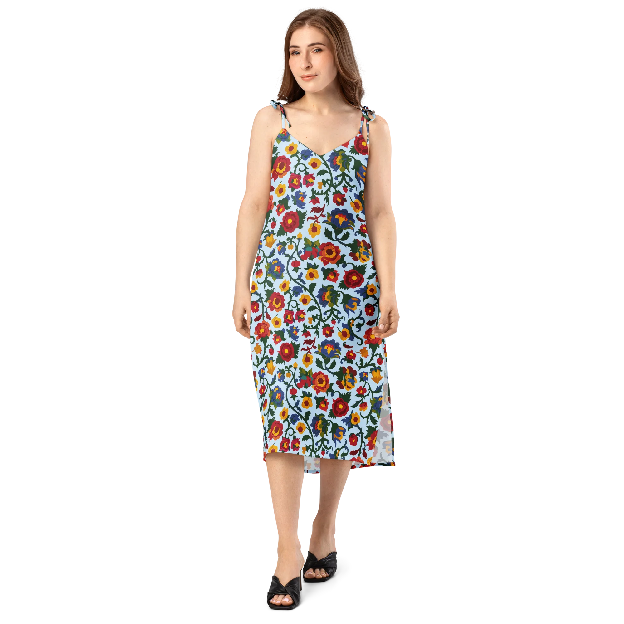 Brocade Bloom on Slip Dress — Front