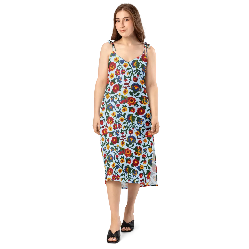 Brocade Bloom on Slip Dress — Front