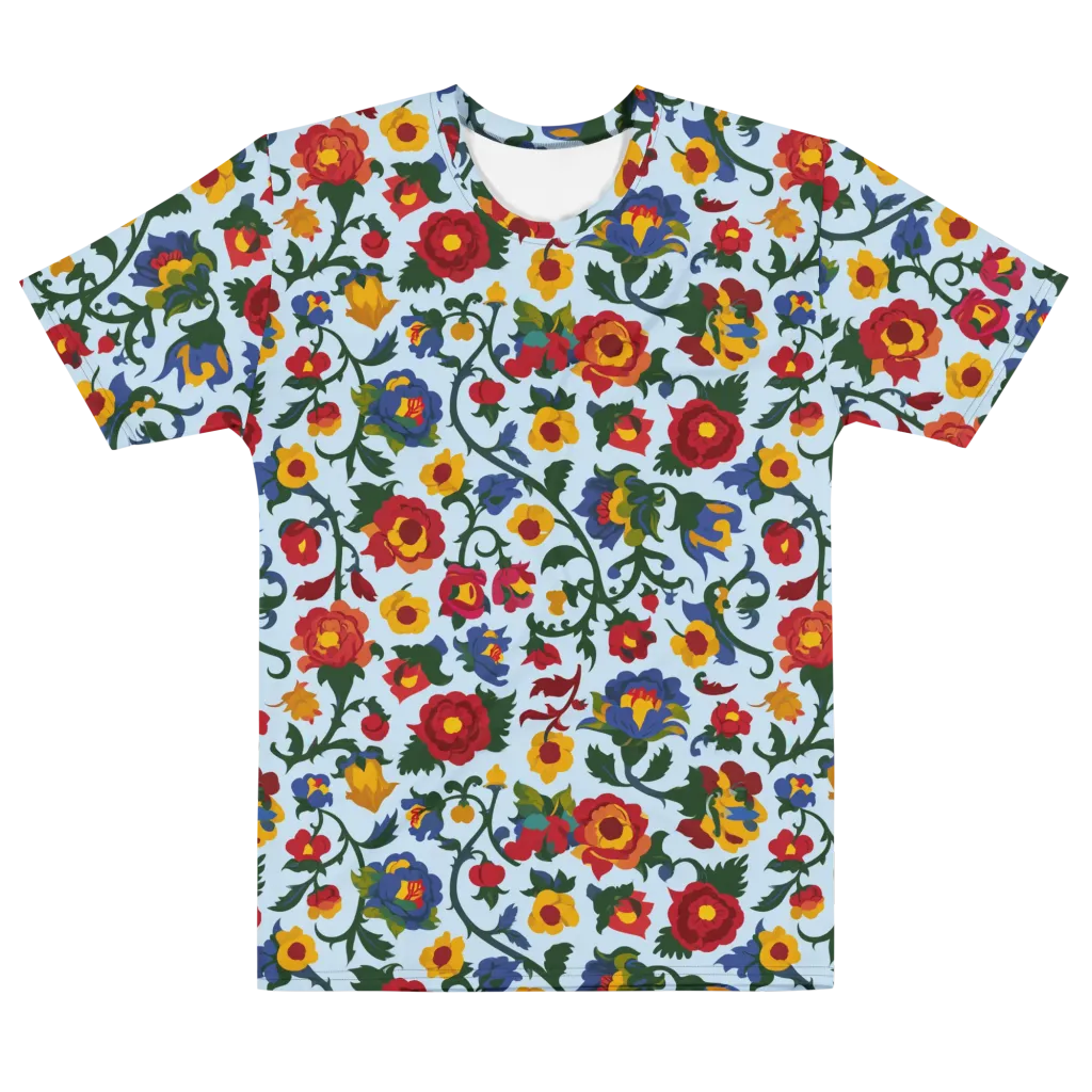 Brocade Bloom on Men's Cotton Crew Neck T-Shirt — Front
