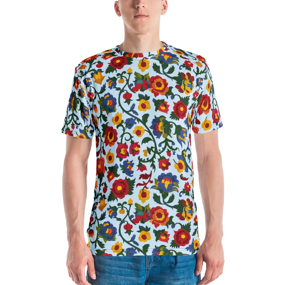 Brocade Bloom on Men's Crew Neck T-Shirt — Front